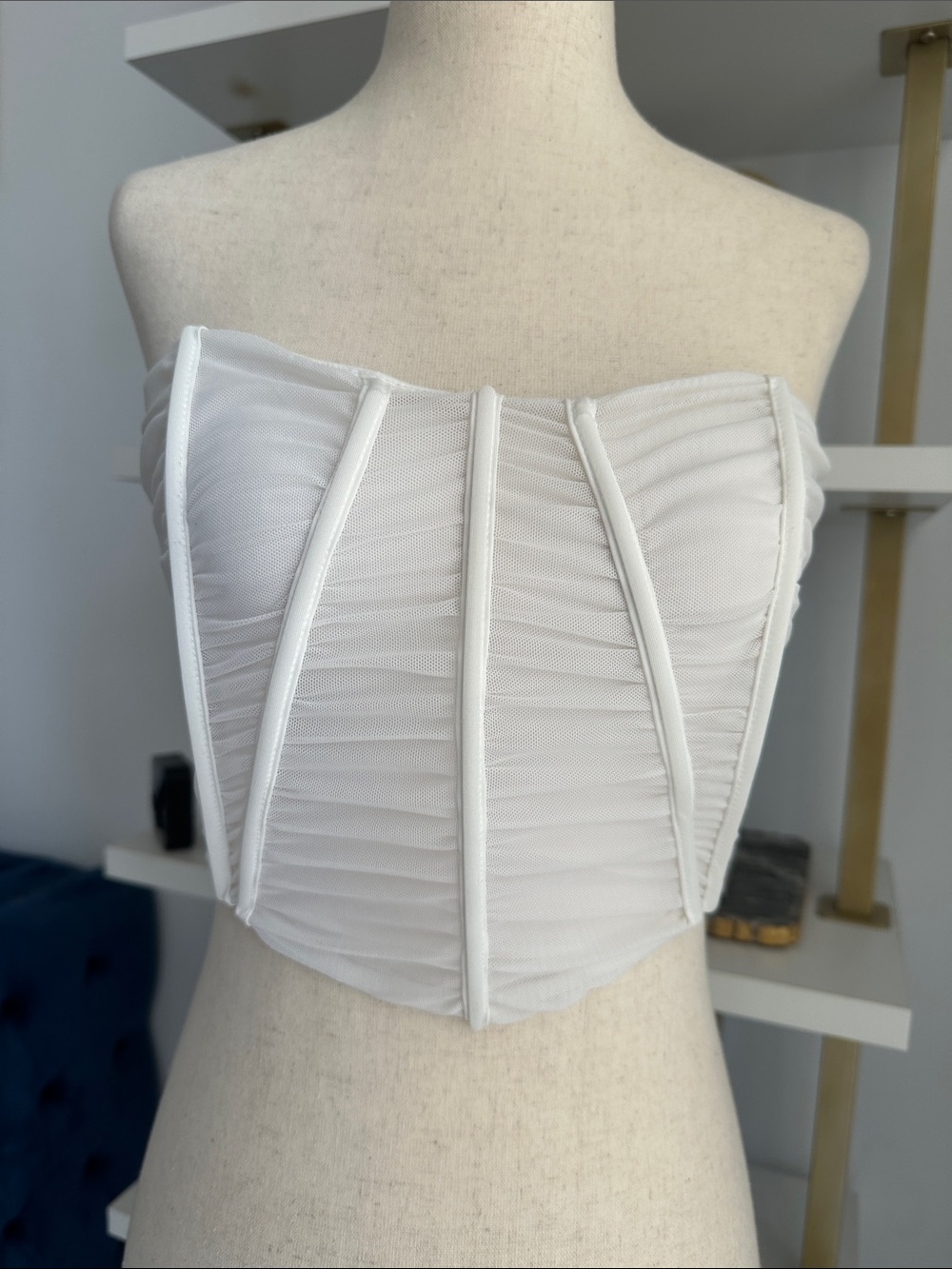 Strapless White Structured Bustier Top